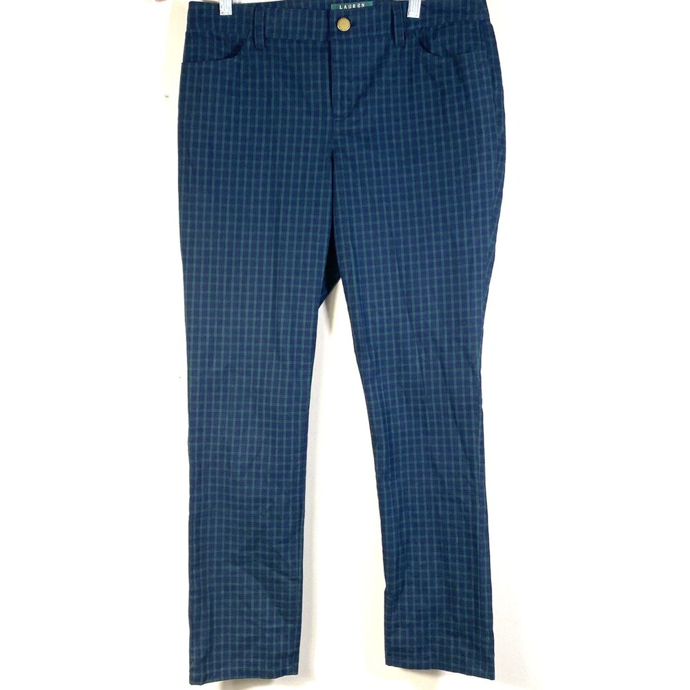 Lauren Ralph Lauren Pants Womens 10P Petite Blackwatch Plaid Stretch Preppy